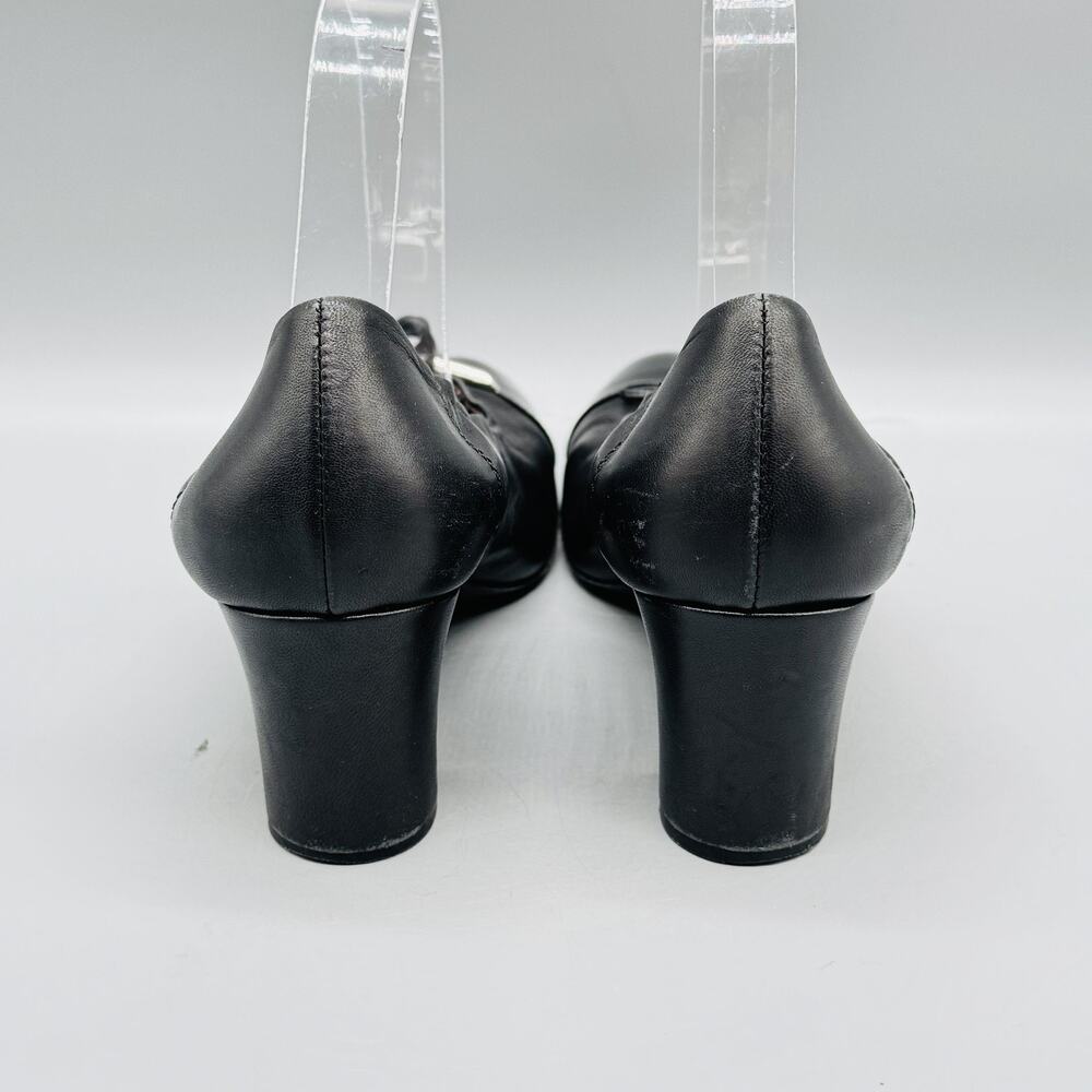 AGL Attilio Giusti Leombruni Shoes Women 9 Black Leather Cap Toe Heel Dress Pump - Picture 7 of 13